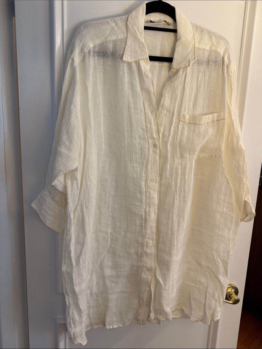 Zara Women's Cream Button-Down Coverup